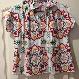 Wallflower Red and Green Embroidered Top